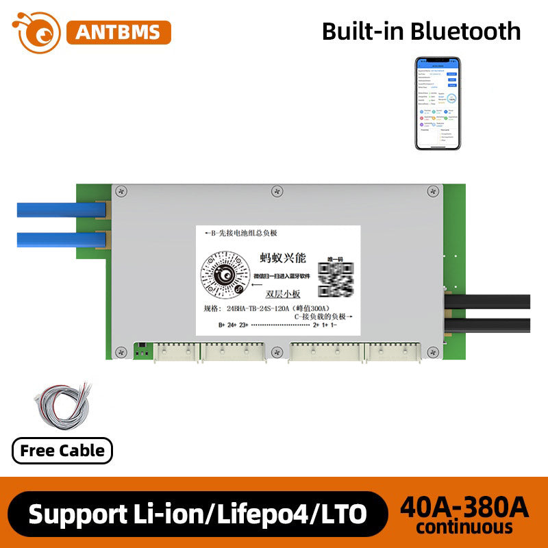 ANT BMS 10S-24S 50A-220A Smart 32V-88V Lifepo4 li-ion LTO Battery Protection Board Double PCBA