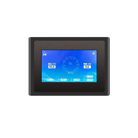 ANTBMS Special LCD Display 4.3 inch color screen showing SOC, voltage and current dashboard