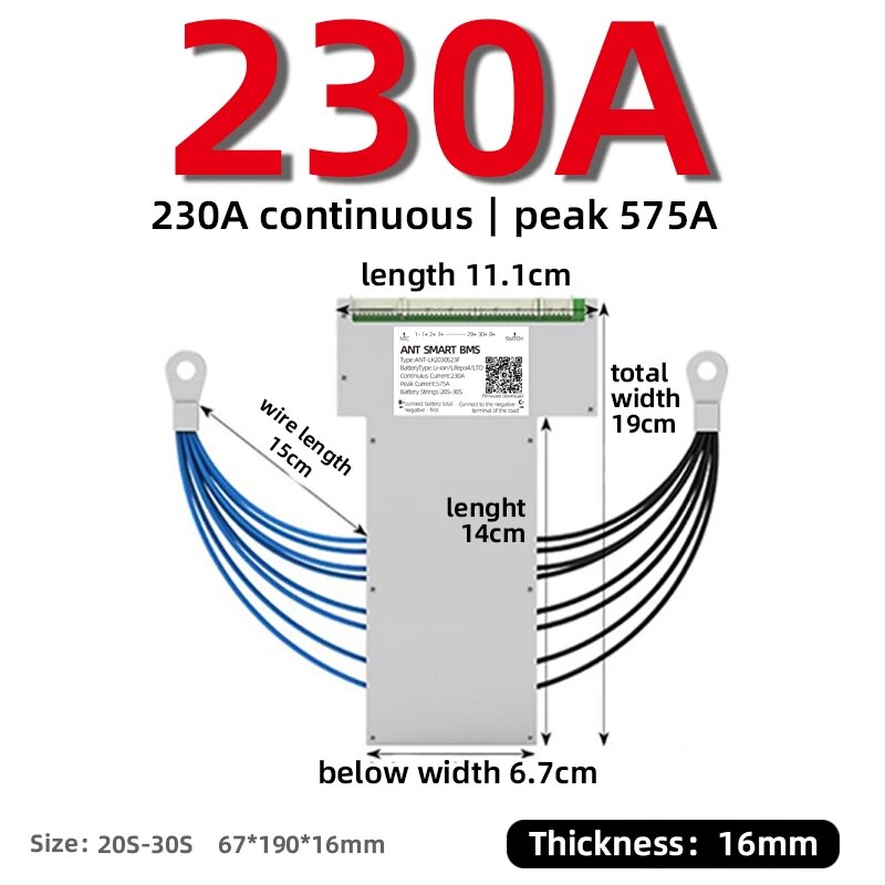 ANT BMS 21S-30S 170A-380A 400A 420A Smart 72V-130V Lifepo4 li-ion LTO Battery Protection Board