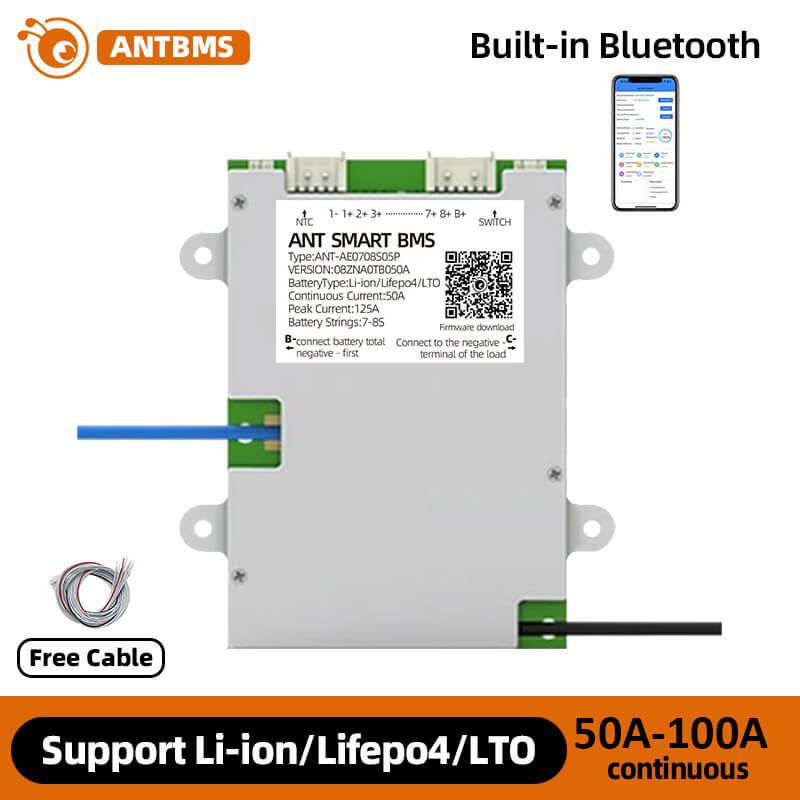 ANT BMS 7S 8S 50A-100A Smart 24V Lifepo4 li-ion LTO Battery Protection Board