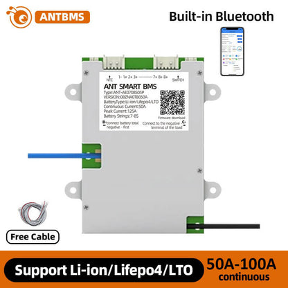 ANT BMS 7S 8S 50A-100A Smart 24V Lifepo4 li-ion LTO Battery Protection Board