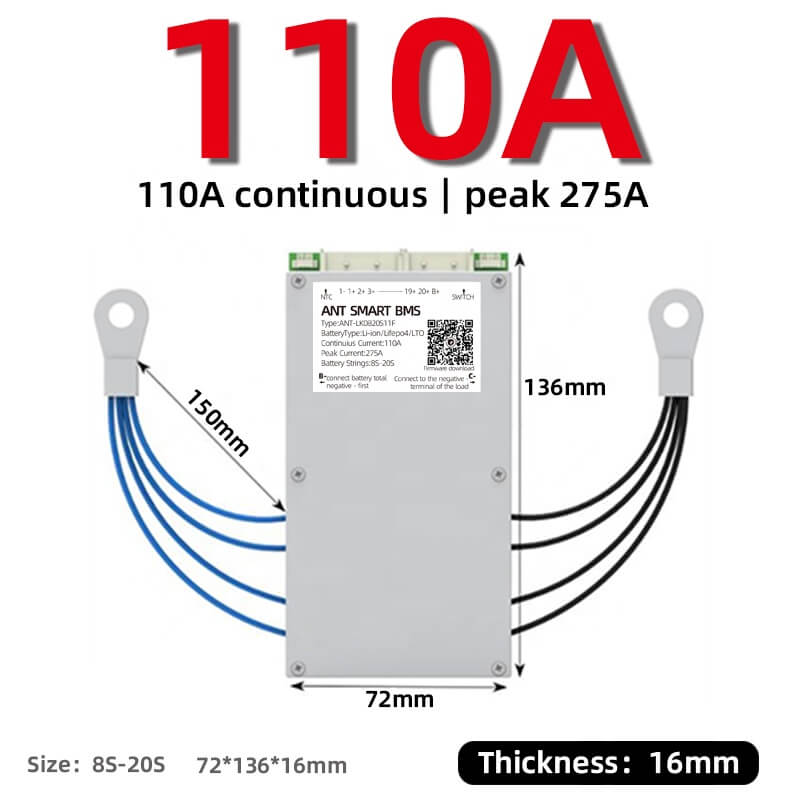 ANT BMS 8S-20S 110A-220A Smart 24V-72V Lifepo4 li-ion LTO Battery Protection Board