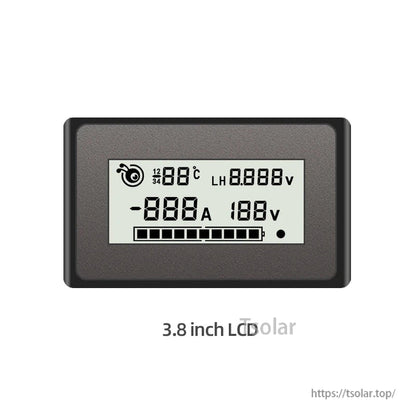 3.8 inch LCD display module front view with monochrome segmented readout and battery bar indicator