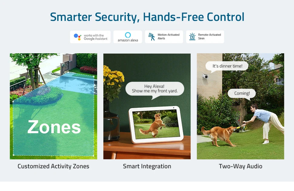 eufy S40 2K Solar Security Camera, vard: Comingl Zones Customized Activity Zones Smart Integration Two-Wa