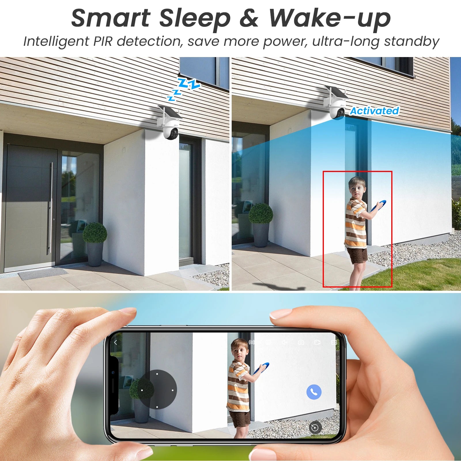 ANRAN Q4 2K 4MP Solar Battery Camera, Smart Sleep & Wake-up Intelligent PIR detection, save more power; Ultra-long