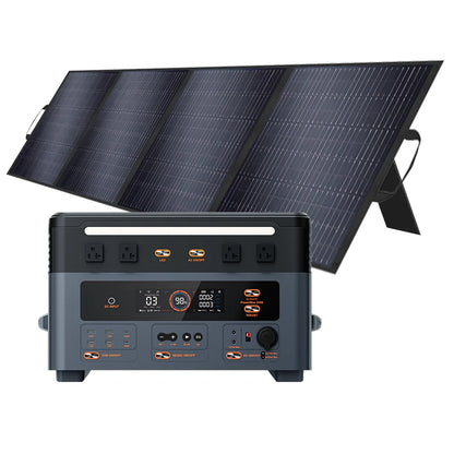 Oscal PowerMax 2400 Portable Power Station, Portable power station with solar panel and digital display