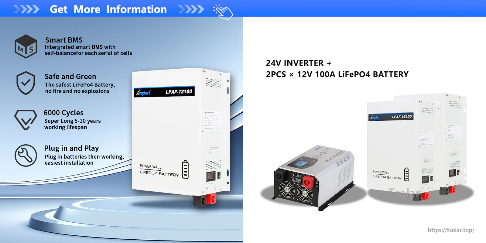 Ampinvt FT Series 3000W 24V Pure Sine Wave Power Inverter with 35A AC Charger, Low Frequency