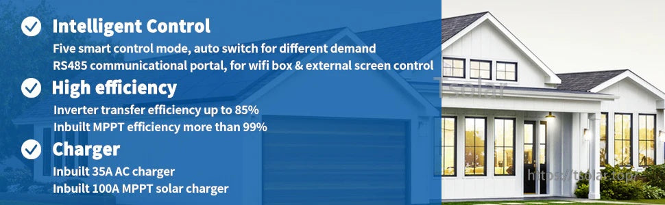 Intelligent control and efficiency highlights for Ampinvt 48V 5kW inverter charger with RS485 communication