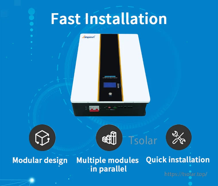 Fast installation graphic for modular wall battery with support for multiple modules in parallel