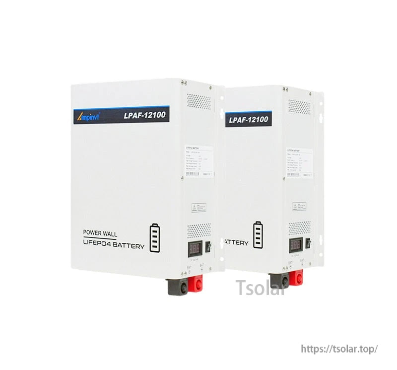 Ampinvt LPAF-12100 12.8VDC 100Ah 1.2kWh Power Wall LiFePO4 Lithium Battery with Smart BMS