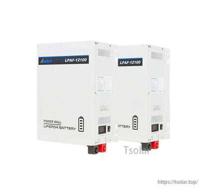 Ampinvt LPAF-12100 12.8VDC 100Ah 1.2kWh Power Wall LiFePO4 Lithium Battery with Smart BMS