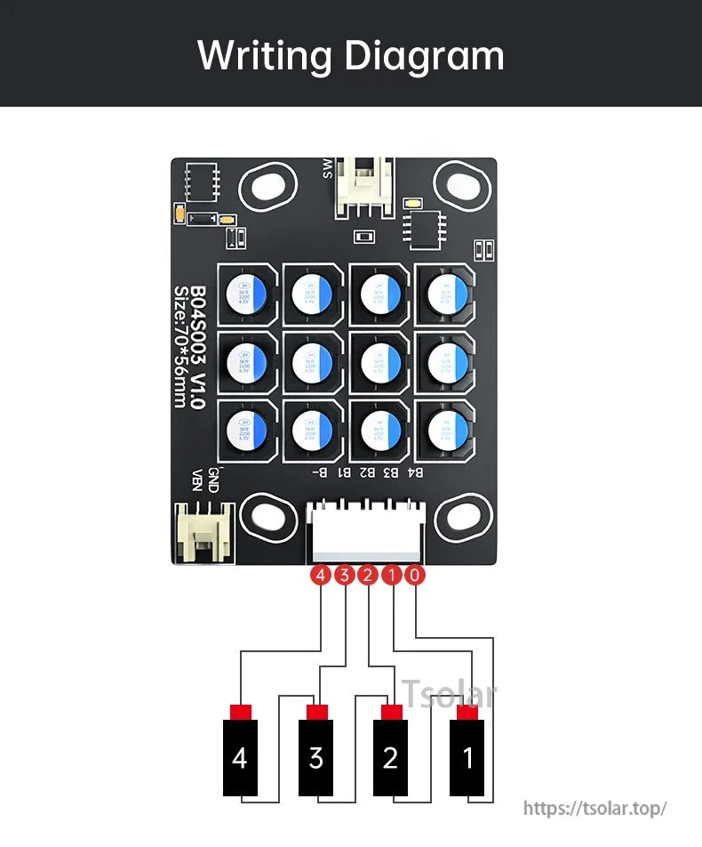 4S active balancer wiring diagram showing balance lead connections for cells 1–4