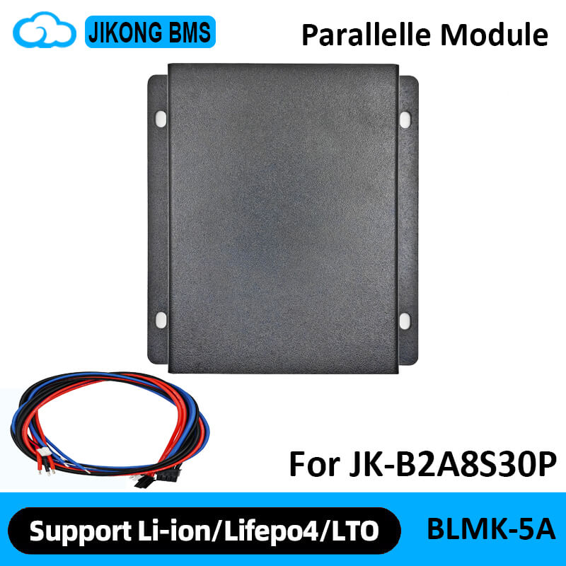JIKONG BMS parallel module kit shown with wiring harness, labeled for JK-B2A8S30P (BLMK-5A)