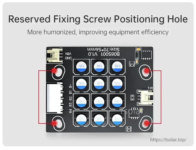 B04S003 V1.0 balancer board front view with four reserved fixing screw positioning holes marked