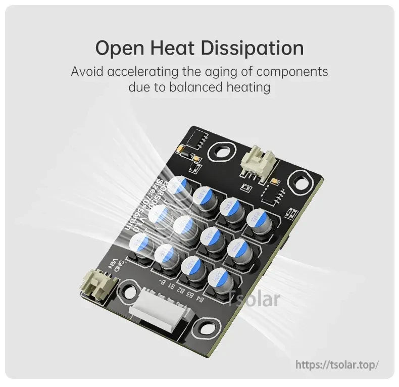 B04S003 active balancer board with open heat-dissipation design and airflow illustration