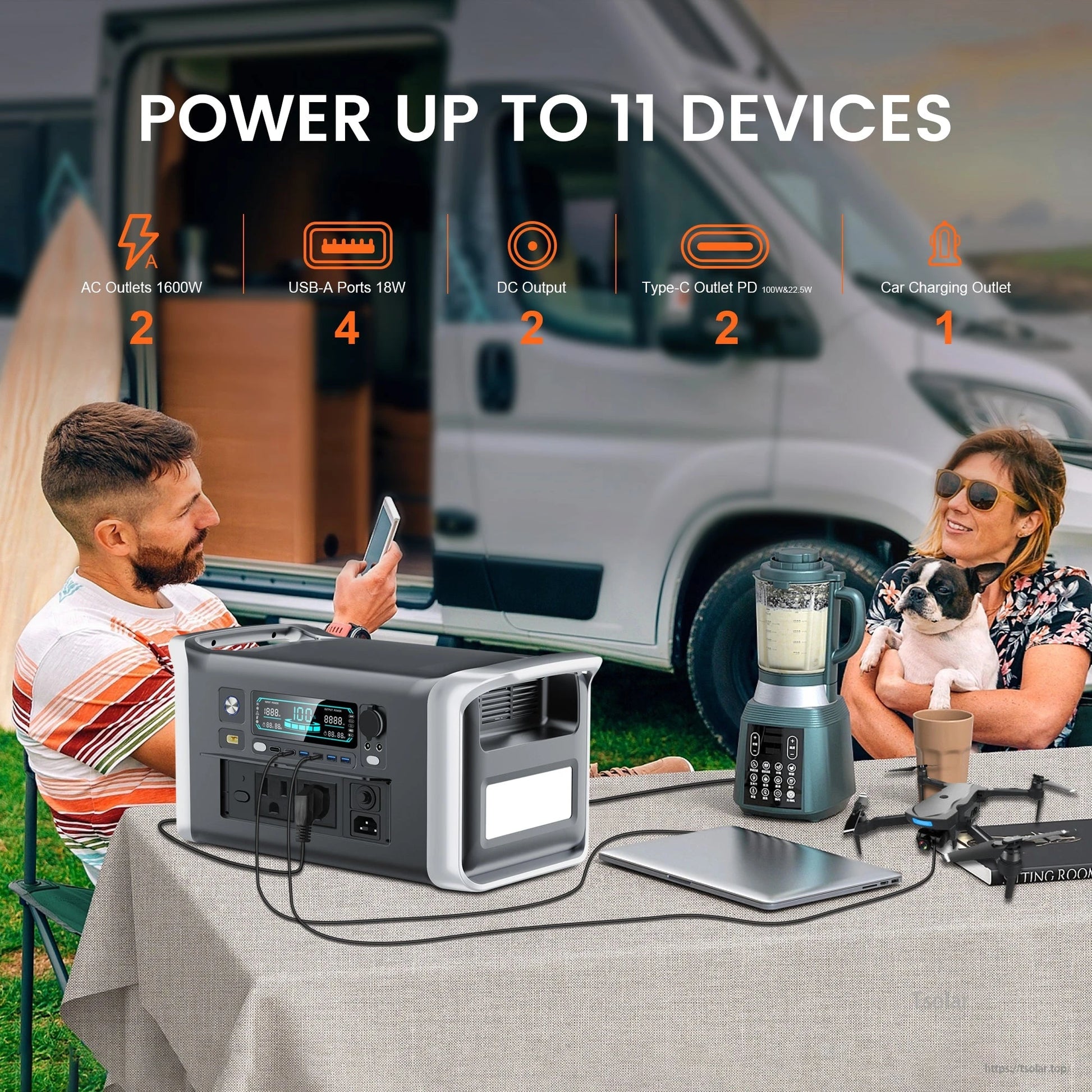 CTOLITY AP1000 1024Wh Portable Power Station, 1600W AC Output, 11 Ports, 1.2‑Hr Fast Charge, UPS <20ms, 3000+ Cycles