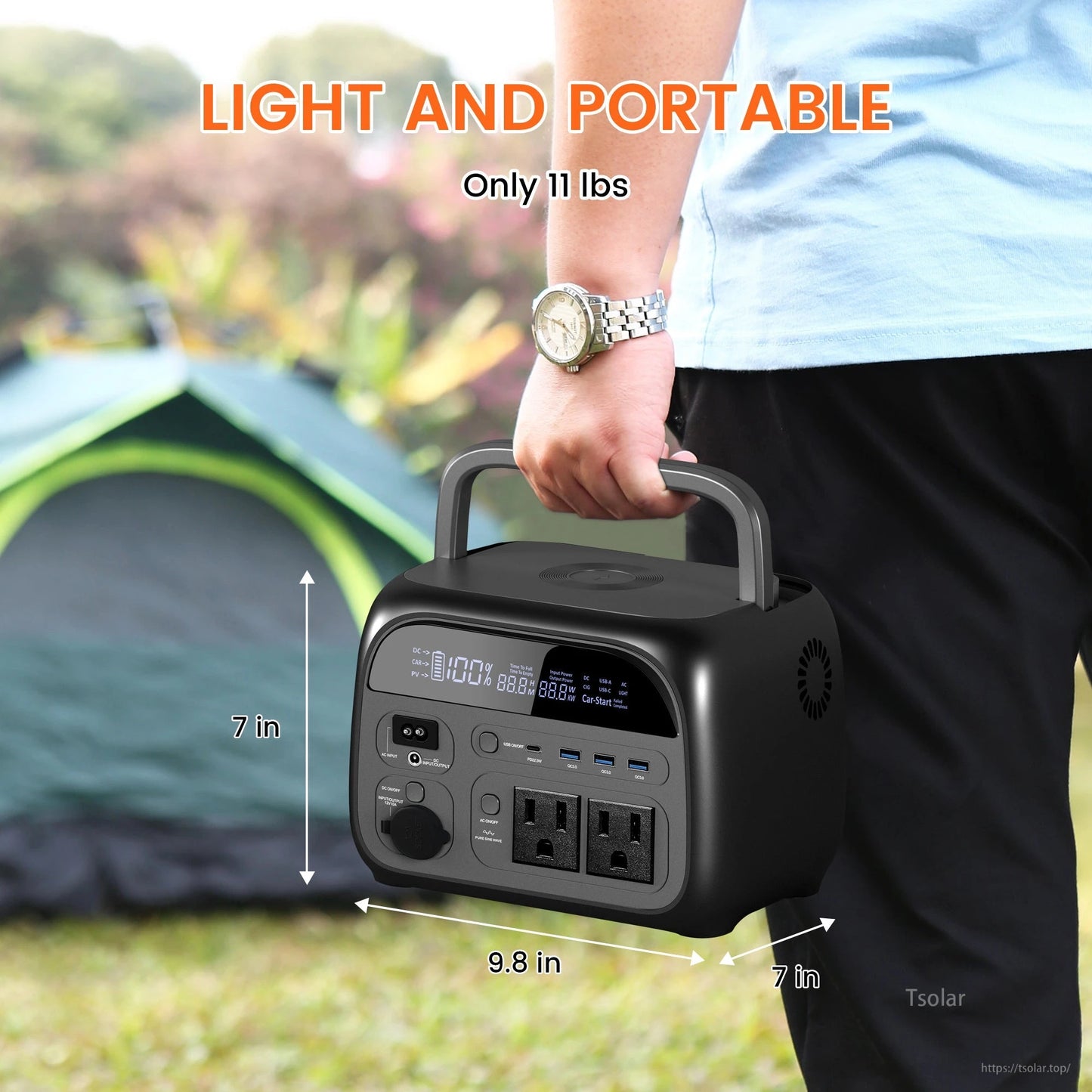 CTOLITY AP400 Portable Power Station, 345.6Wh LiFePO₄ Battery, 500W AC, 8 Outputs, Fast Recharge via AC/Car/Solar