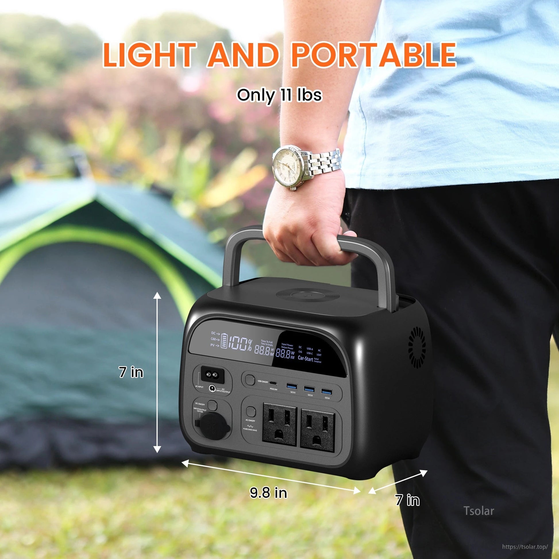 CTOLITY AP400 Portable Power Station, 345.6Wh LiFePO₄ Battery, 500W AC, 8 Outputs, Fast Recharge via AC/Car/Solar