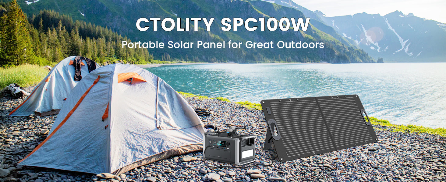 CTOLITY SPC100W 100W Foldable Solar Panel, Portable solar panel for outdoor camping power solution