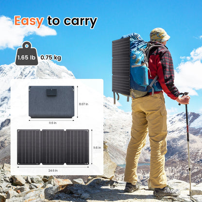 CTOLITY SPC21 21W Portable Solar Panel, 23% Monocrystalline ETFE, 5V 3A USB-A & Type-C, Foldable 11.6 in, 1.65 lb for Camping