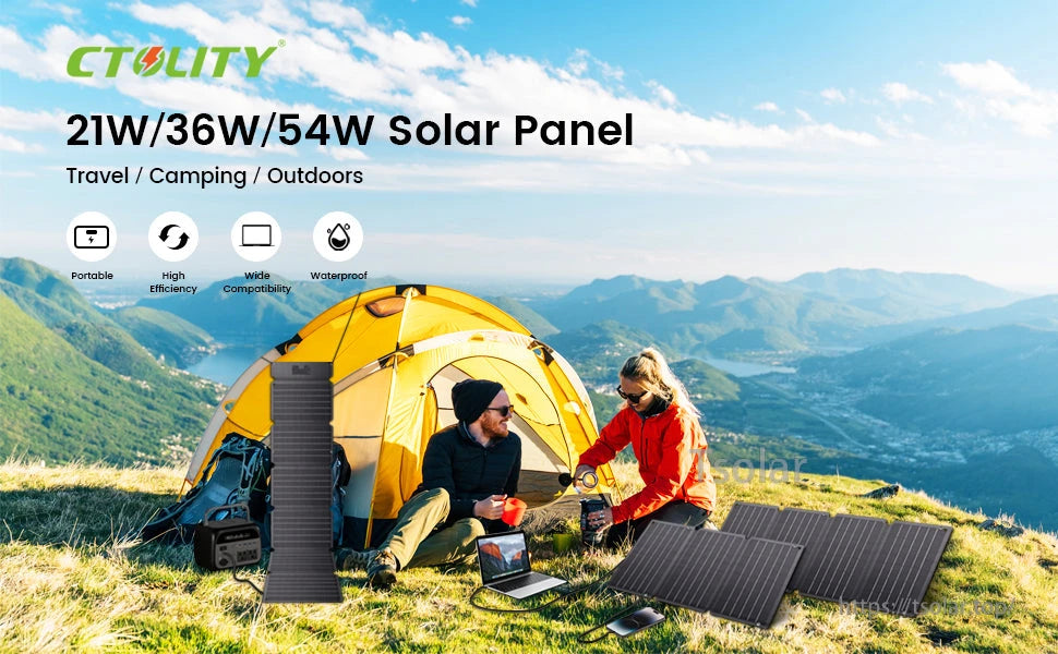 CTOLITY SPC21 21W Portable Solar Panel, CTOLITY 21W Solar Panel for Travel Camping Outdoors