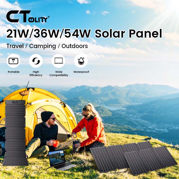 CTOLITY SPC54 54W Foldable Solar Panel, CTOLITY 21W/36W/54W Solar Panel for Travel, Camping, Outdoors
