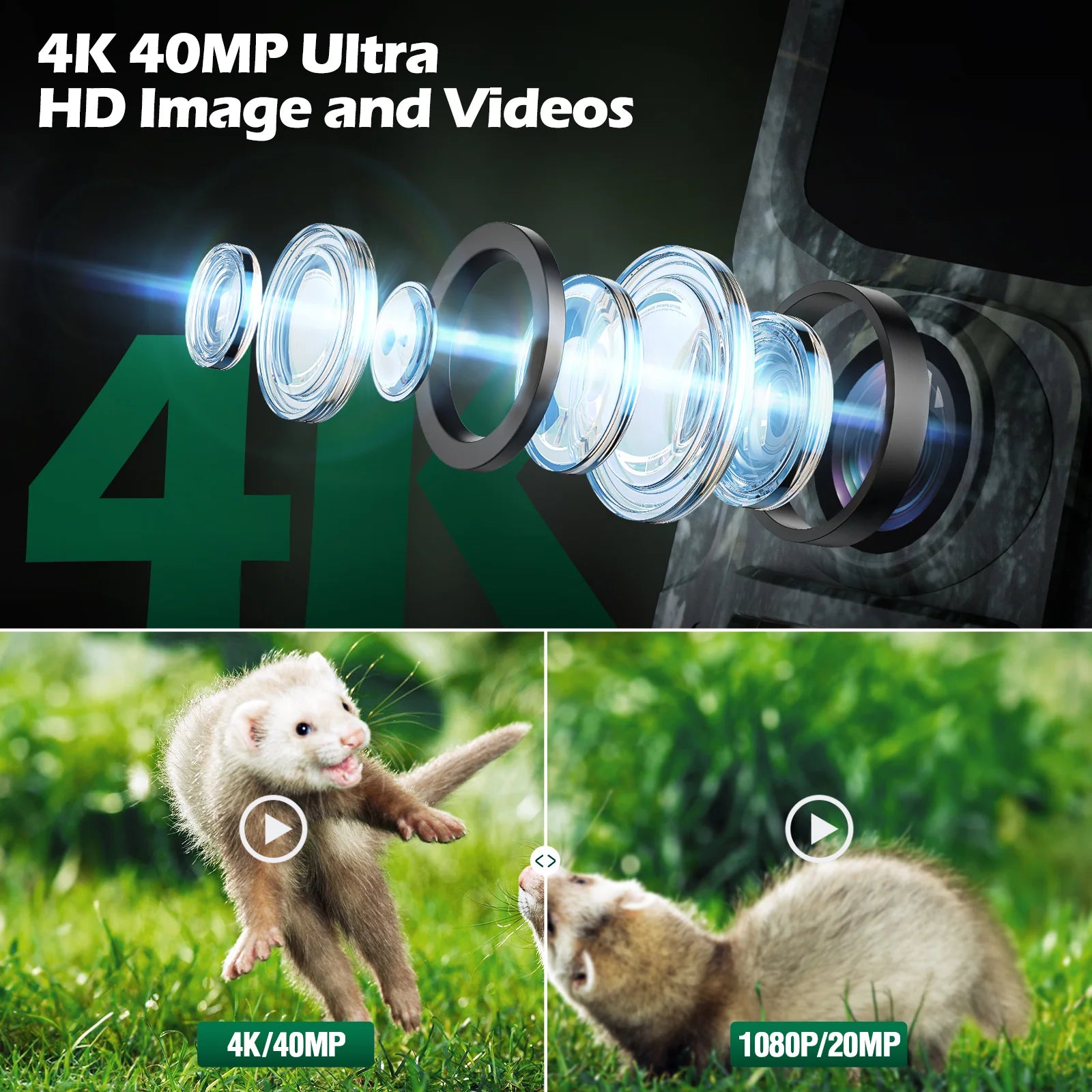 Campark TC24 4K Trail Camera, Capture stunning 4K video and high-quality photos with the Campark TC24 Trail Camera.