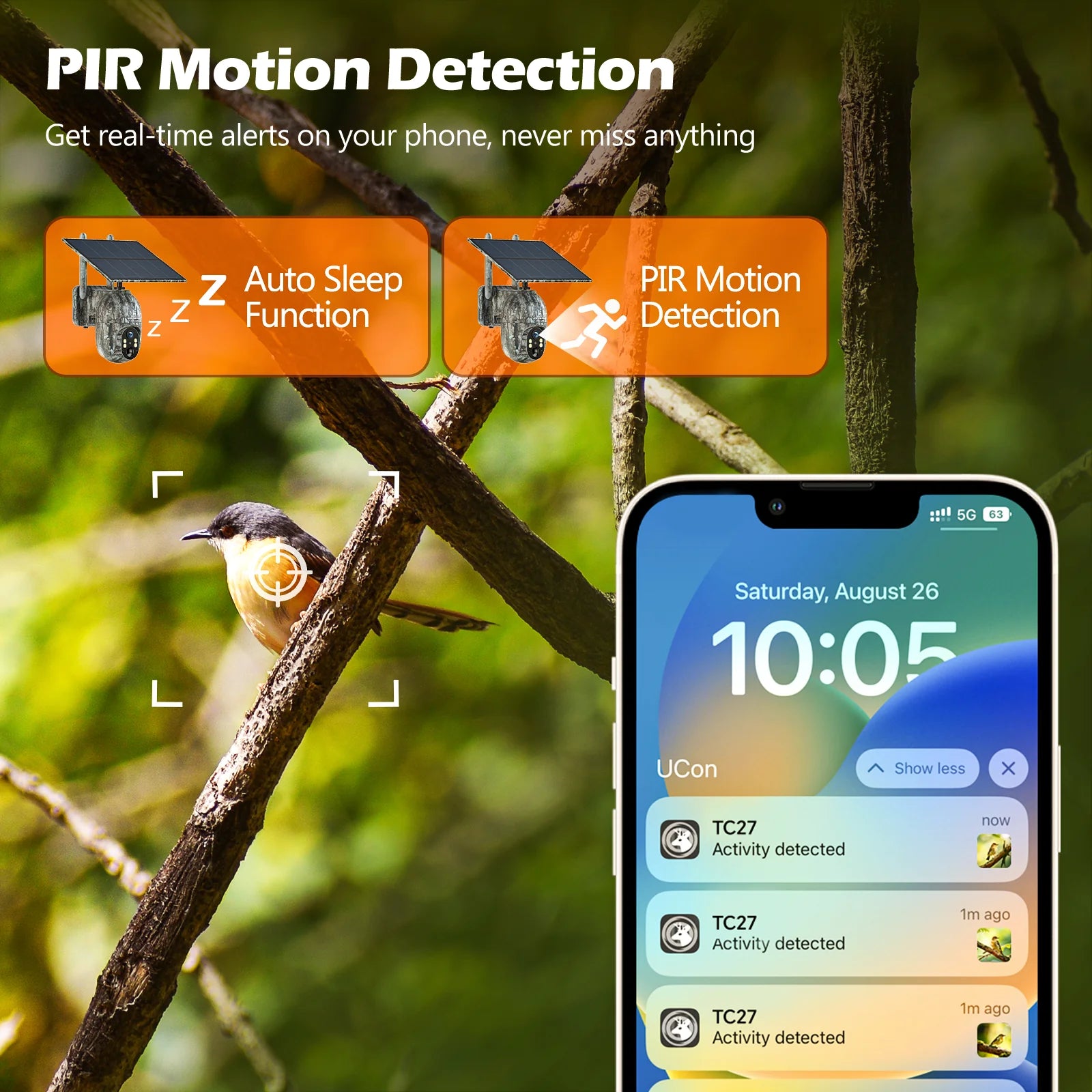 Campark TC27 Solar Trail Camera, Camper trail camera with instant alerts, color night vision, and 2.5K resolution for capturing wildlife and outdoor adventures.