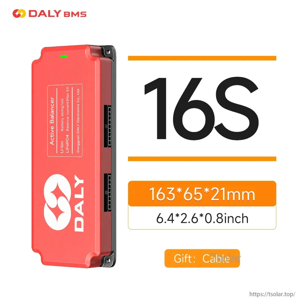 16S version size graphic showing 163×65×21 mm case and gift cable note