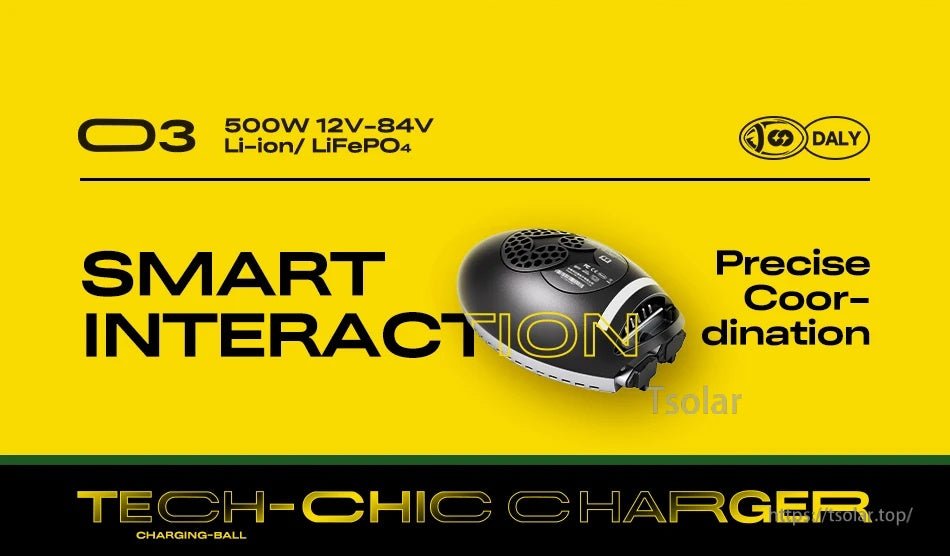 DALY Battery Charger LifePO4 15S 16S 48V 500W 10A Lithium Battery Charger Golf Carts Klifts AGV Anderson Plug Alligator Clip