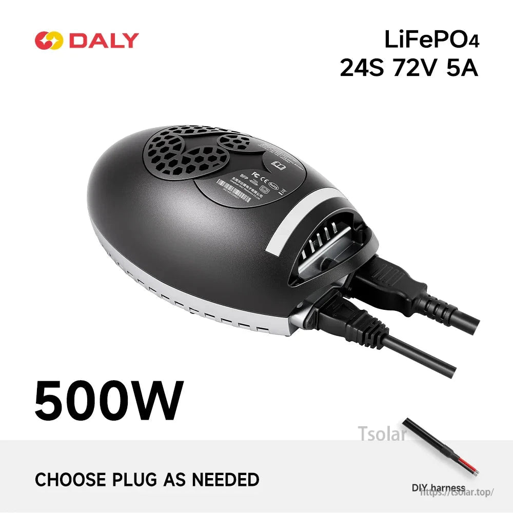 500W charger option graphic highlighting DIY harness leads shown next to the Charging Ball unit