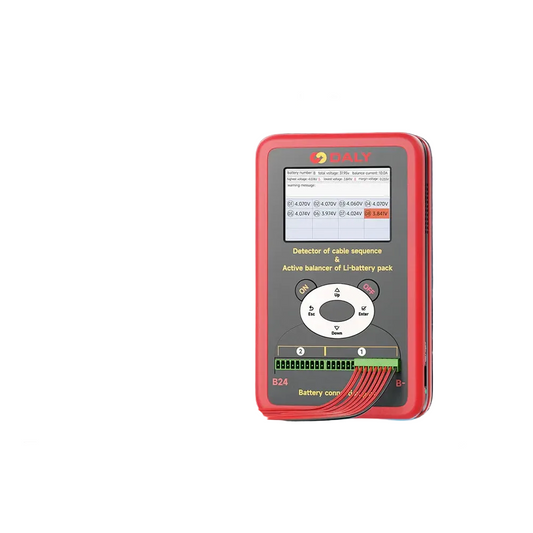 DALY SMART BMS cable sequence detector and active balancer, front view with LCD and wiring port