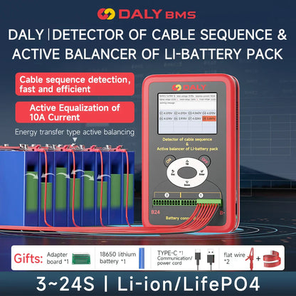 DALY SMART BMS Cable Sequence Detector & 10A Active Balancer for 3~24S Li-ion/LifePO4 Packs