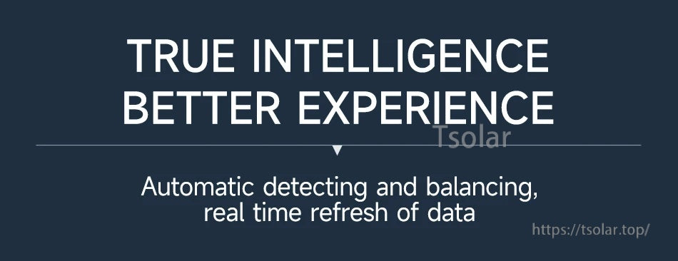 Banner text: “True intelligence better experience” with automatic detecting, balancing, and real-time data refresh