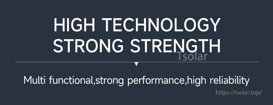 Marketing banner text: “High technology strong strength” for multi-functional, reliable battery testing instrument