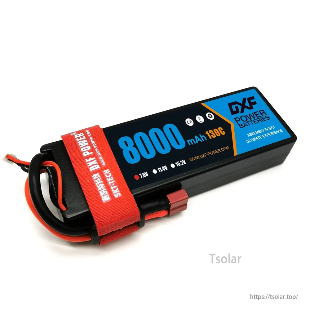 DXF Lipo Battery, DXF Power Batteries offer 8000mAh, 130C, with 7.4V/11.4V/15.2V options, SKT assembly, delivering high performance and ultimate user experience.