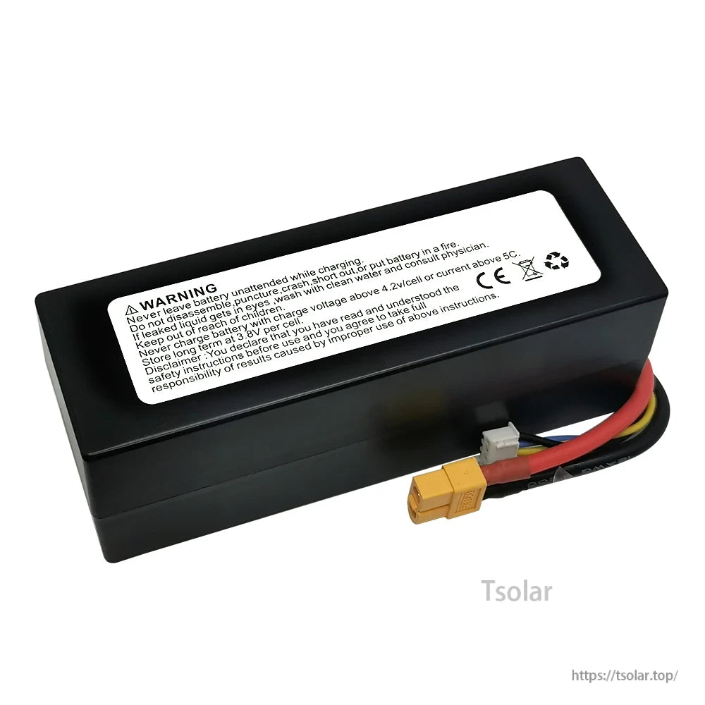 DXF Lipo Battery, Never leave battery unattended when charging. Avoid damage, fire, or disassembly. Keep away from children. Store at 3.8V/cell. Follow voltage and current limits. CE certified.