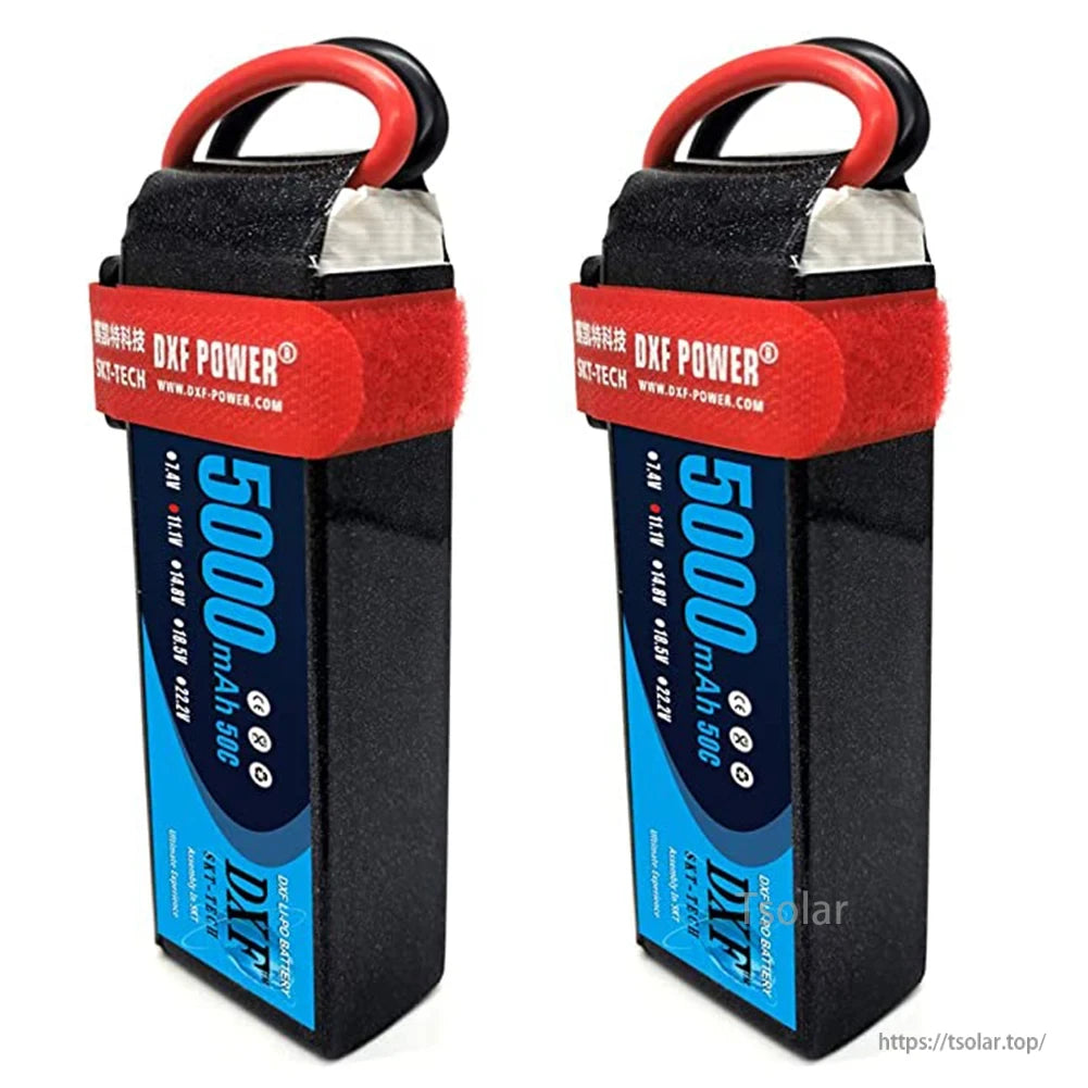 DXF Lipo Battery, DXF POWER 5000mAh 50C 7.4V Li-Po battery, 3S, 22.2V, 11.1W, SKI-TECH, ideal for high-performance RC models. Visit www.dxf-power.com.