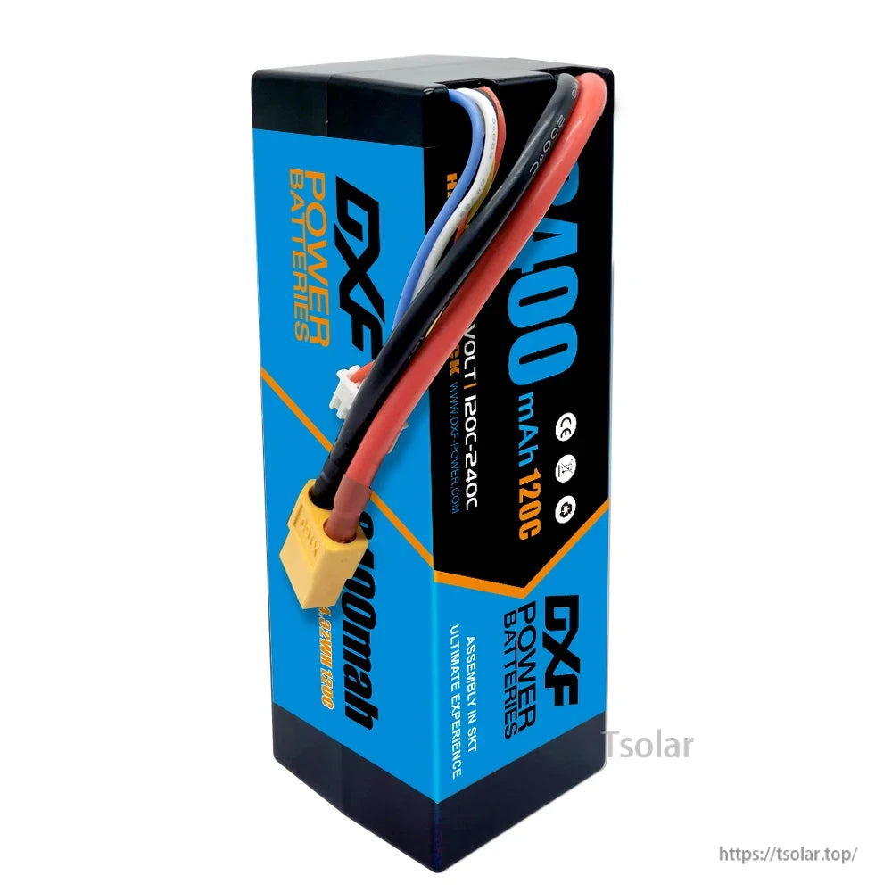 DXF Lipo Battery, Options for cases and plugs allow for customization.