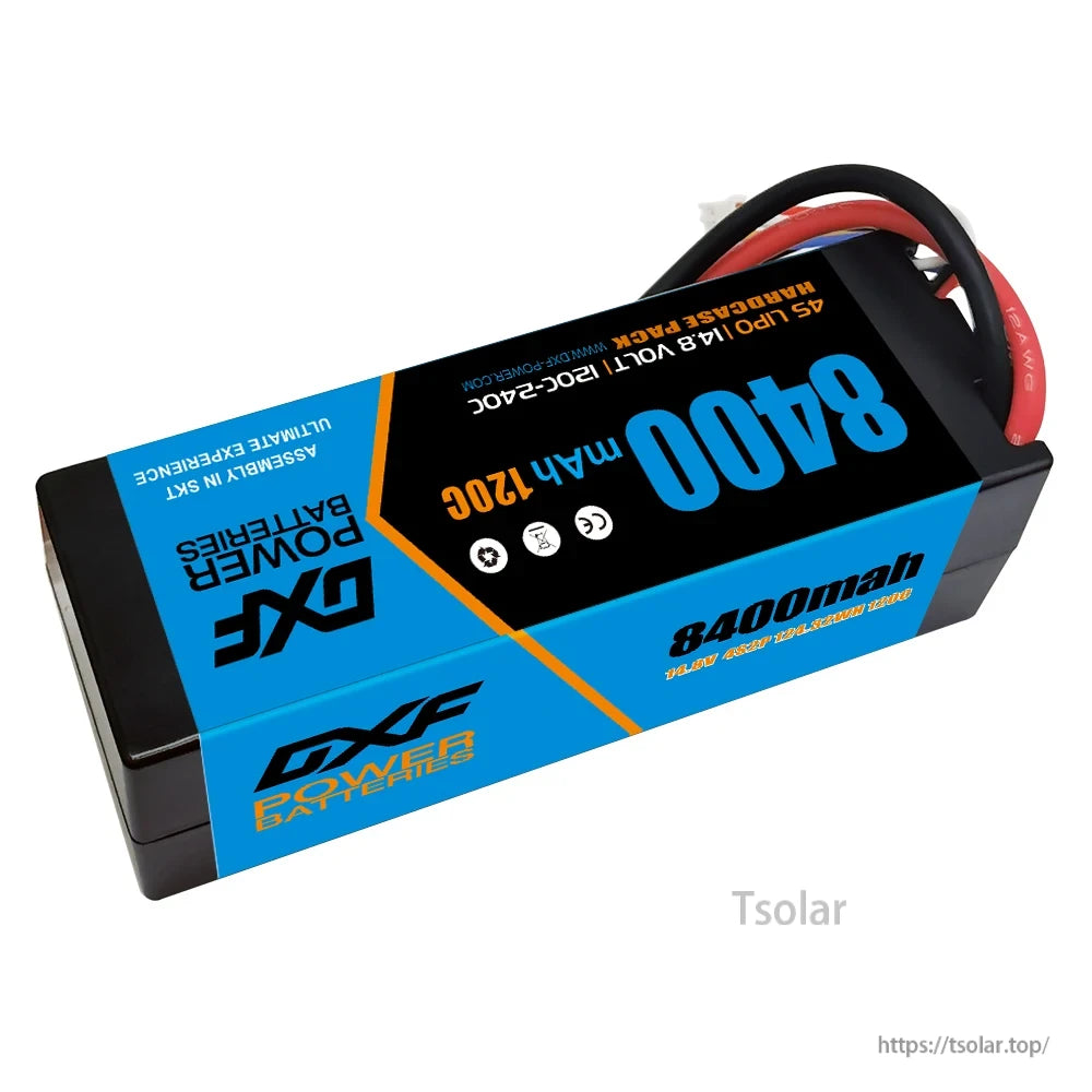 DXF Lipo Battery, DXF Power 8400mAh 4S Lipo Battery, 120C-240C discharge, 14.8V, CE/RoHS certified. Ideal for high-performance use. Visit www.dxf-power.com.