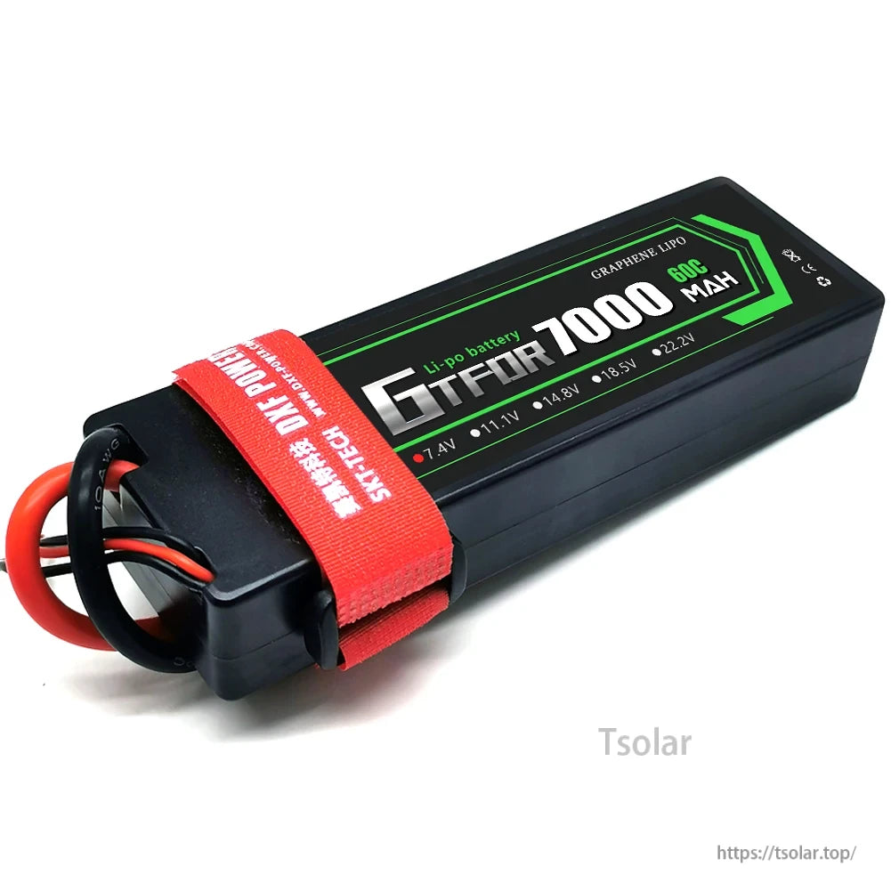 DXF Lipo Battery, Lipo battery details: 4x 66Ah GraphENE, 6 cells, 322Wh capacity, and 14.8V nominal voltage.