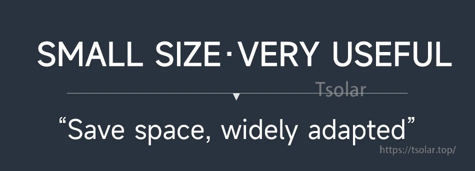 Text banner: “Small size · very useful” and “Save space, widely adapted”