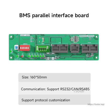 BMS parallel interface board with RS232, CAN and RS485 ports and DIP switch controls