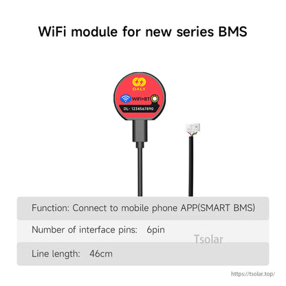 WiFi module for new series BMS with 6-pin connector lead, spec panel included