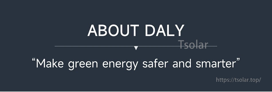 About Daly banner with the slogan “Make green energy safer and smarter” and Tsolar website watermark.