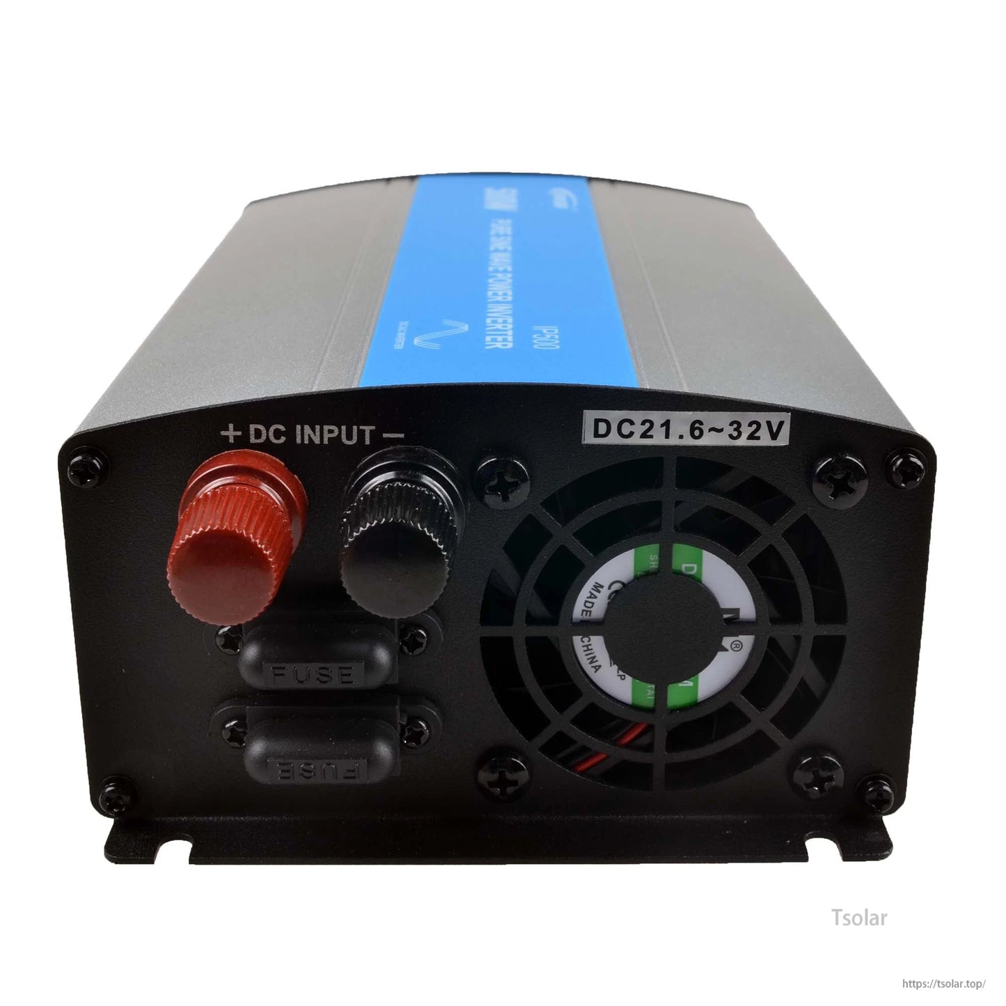 EPEVER IPower Off Grid Inverter, EPEVER iPower off-grid inverter with DC input terminals, fuse holder, and cooling fan, DC 21.6–32V label