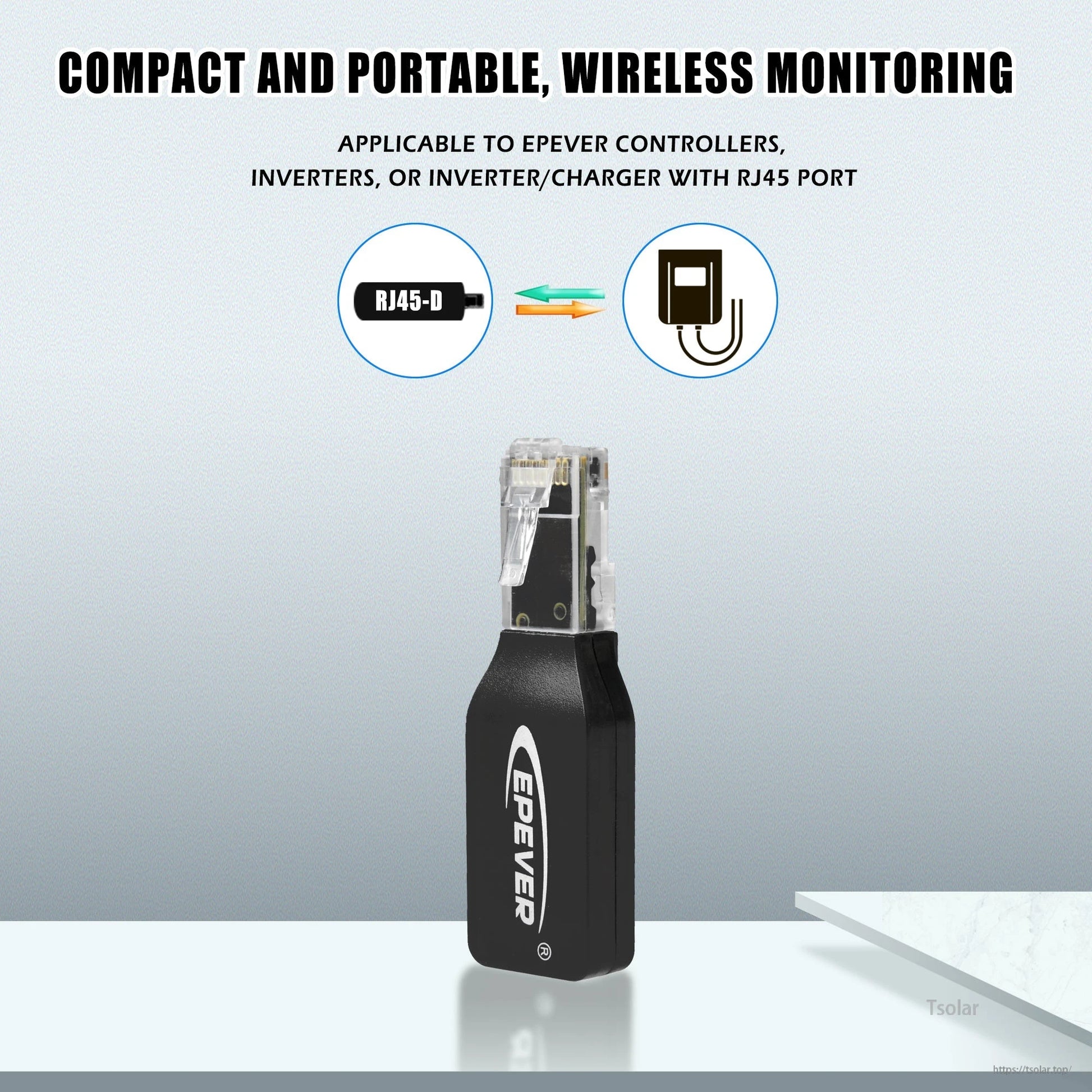 EPEVER RJ45-D WiFi communication adapter dongle for MPPT solar controllers, with compact plug-in design