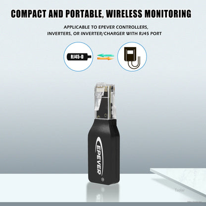 EPEVER RJ45-D WiFi communication adapter dongle for MPPT solar controllers, with compact plug-in design