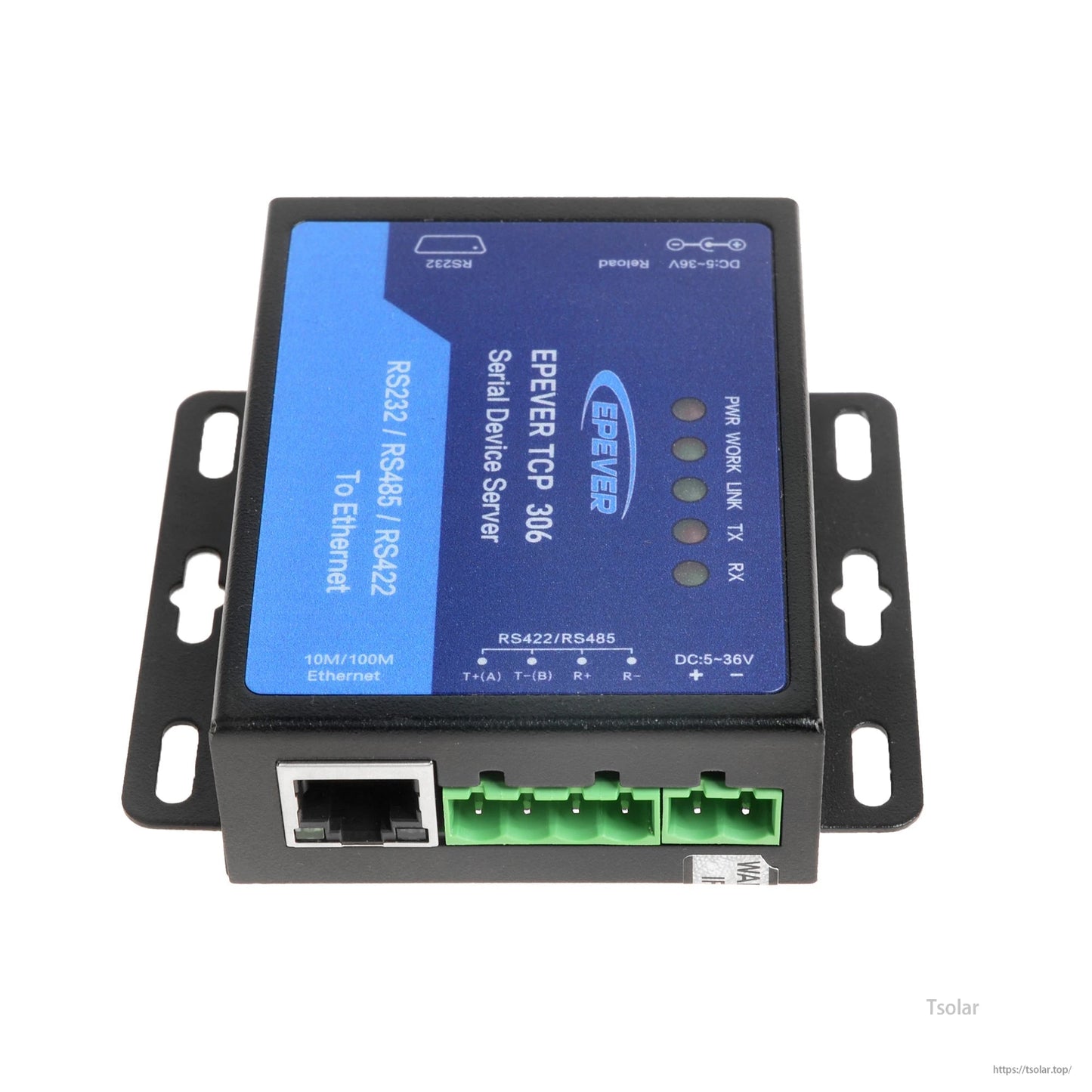 EPEVER TCP 306 Serial Device Server for RS485 Solar Controller/Inverter Monitoring, 10/100M Ethernet