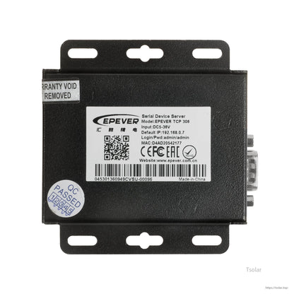 EPEVER TCP 306 Serial Device Server for RS485 Solar Controller/Inverter Monitoring, 10/100M Ethernet
